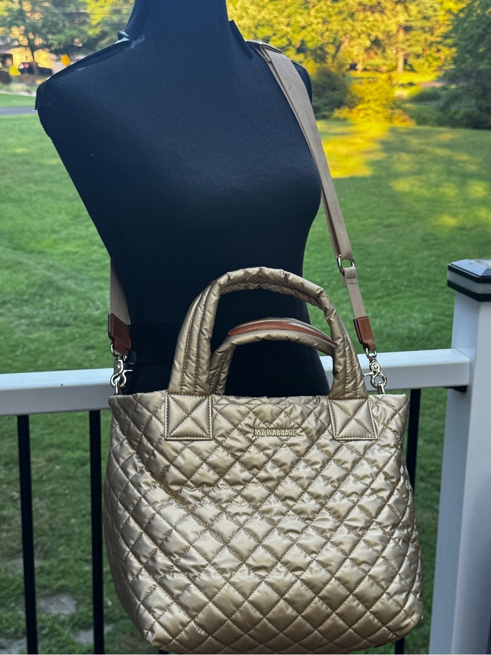 MZ Wallace Deluxe Quilted Gold Metro Tote